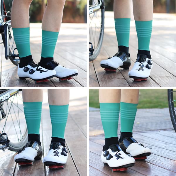 Unisex cykelstrømper med striber, åndbare, skridsikre, bløde, elastiske, til cykling, løb, gang