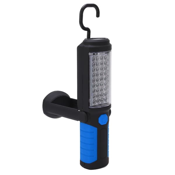 LED arbeidslommelykt med magnetisk base, 2 lysmoduser, USB oppladbar, for verksteder og garasjer - Blå