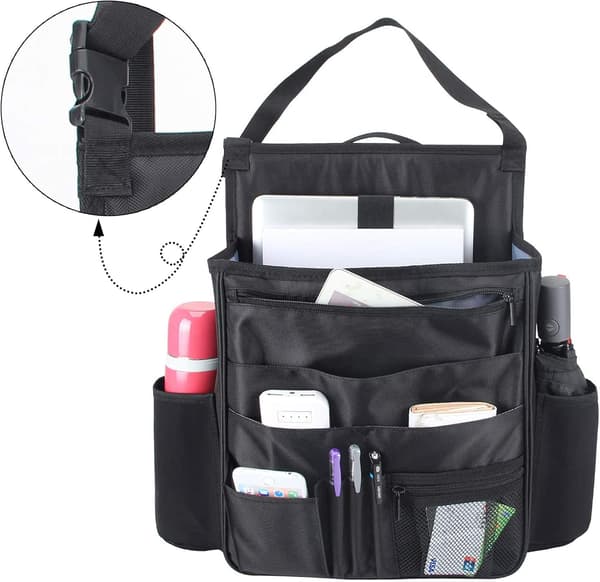 Front bilsæde-organizer med opbevaring til bærbar computer og tablet, sort