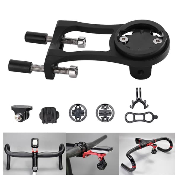 CNC aluminiumlegering cykelcomputer forlængerbeslag, sort, til Garmin, Bryton, Cateye