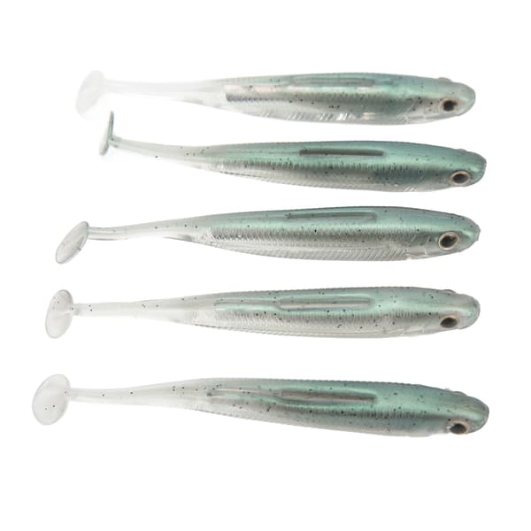 5 st mjuka silikon simulerade fiskedrag med 3D-ögon, miljövänliga, gröna