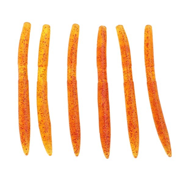 6 stk. kunstig nudelorm PVC maggot agn, bitebestandig, reflekterende blad