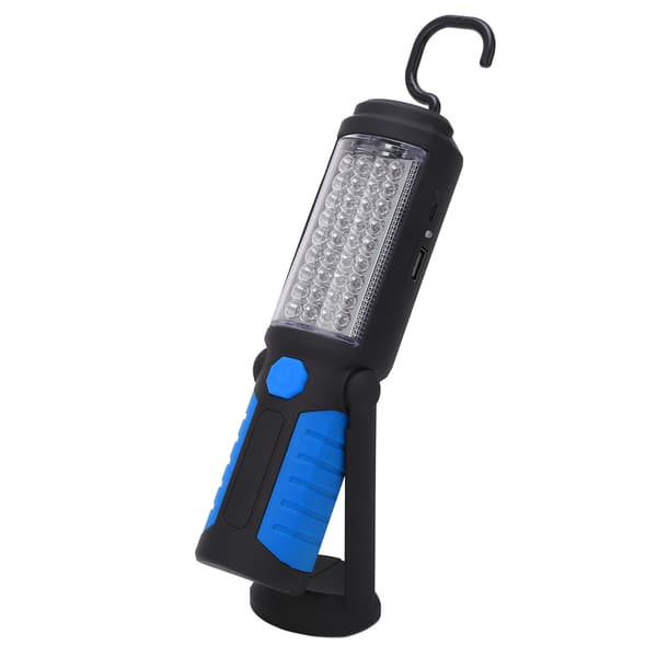 LED-arbejdslommelygte med magnetisk base, 2 lystilstande, USB genopladelig, til værksteder og garager - Blå