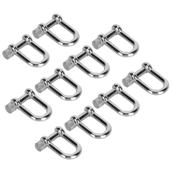 10 stk. U-krok D-ringlås i sinklegering for Paracord-armbånd, rundt hode