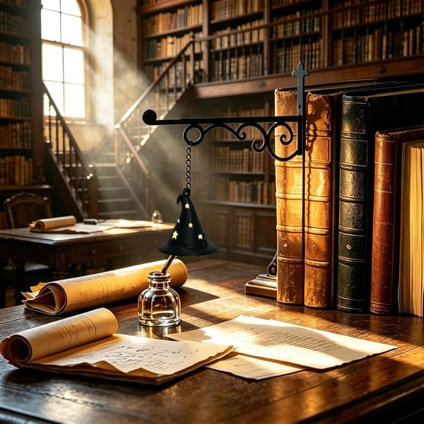 Dekorativ biblioteklykt for bokhylle, for lesing, hattformet