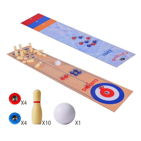 3-in-1 lautapeli: curling, keilailu ja shuffleboard - perhe- ja juhlasetti