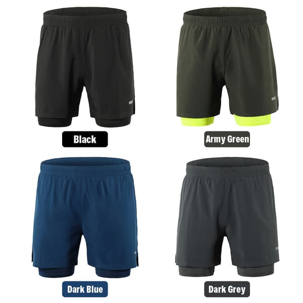 2-i-1 Løbeshorts til Mænd, Hurtigtørrende, Åndbare, til Cykling, Marathon og Træning.