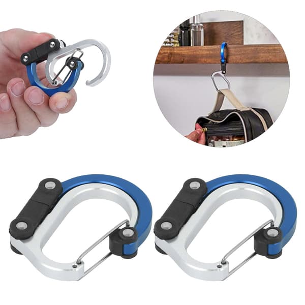 Multifunksjonell aluminiumskrok for utendørs bruk, 2 stk, eventyr, camping, klatring (blå)