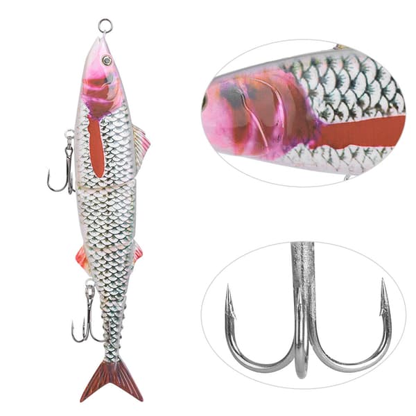 Fiskedrag med trekrok, 20 cm, flera segment, för havsfiske.