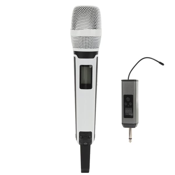 UHF trådlös mikrofon, metall, dynamisk kardioid brusreducering, för karaoke, stabil överföring, vit