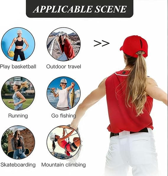 Hestehale Baseball Cap, Åndbar Bomuld, Justerbar, Letvægt, Solbeskyttelse, Rød