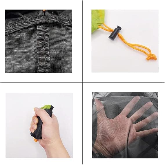 Nylon netpose, ultralette netposer, lille opbevaringspose med snoretræk, pose til camping og vandring