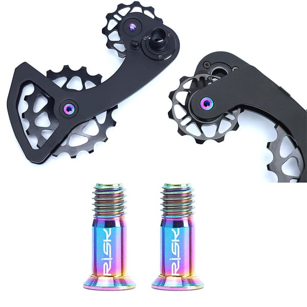 2 st bakväxelbultar i titanlegering M5x14,2 mm för cykel