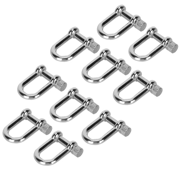 10 stk. U-krok D-ringlås i sinklegering for Paracord-armbånd, rundt hode