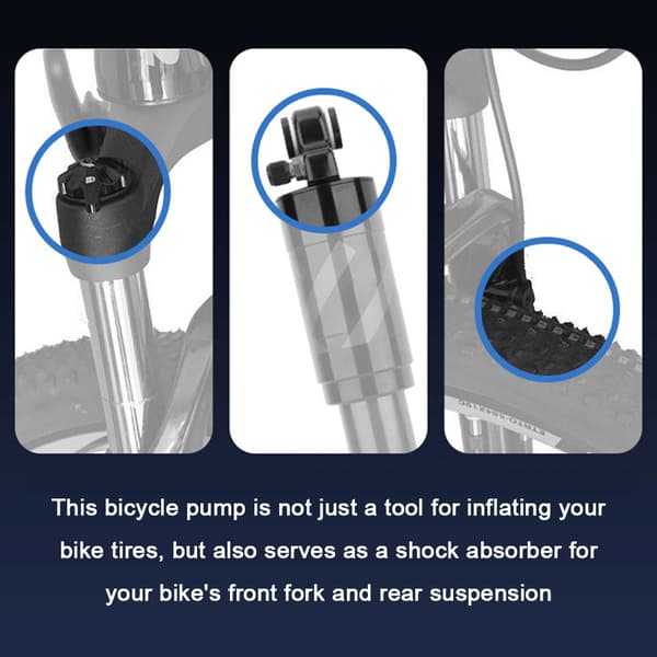 Bärbar 300psi cykelluftpump med tryckmätare för mountainbikedäck och stötdämpare