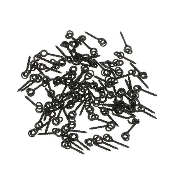 100 gevindede kedelskruer til karpefiskerkroge, rustfrit stål, sort