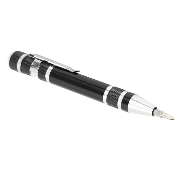 8-i-1 Lommeskruetrækker Mini Magnetisk Pen Multifunktionel til Tynde Skruer Sort