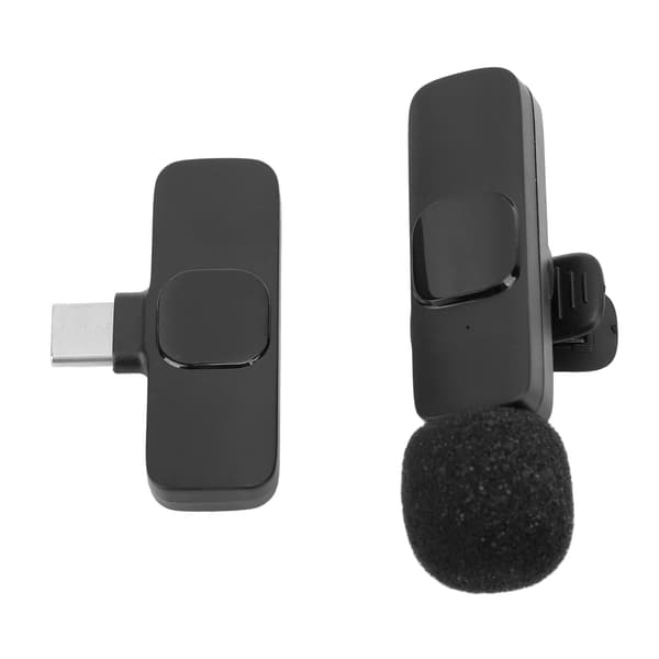Trådløs Bluetooth Lavalier-mikrofon, Plug and Play, med støydemping for opptak og direktesending