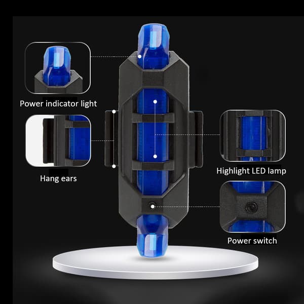 Oppladbar USB LED sykkelbaklykt med 4 lysmoduser, vanntett design, 160mAh