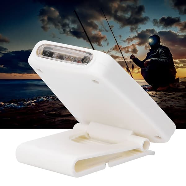 Genopladelig USB LED-hatklemme-lampe med infrarød sensor til natfiskeri - Hvid