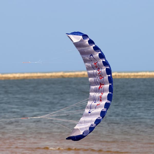 Kæmpe farverig blød stunt-powerdrage med to flyveliner til stranden, 1,4 m