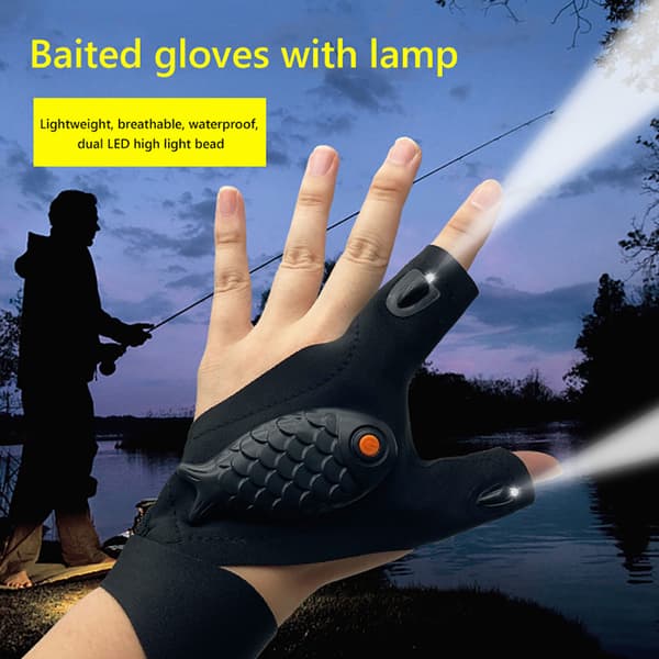 Handsker med LED-lommelygte, klart justerbart lys, til fiskeri, camping, reparationer, julegave