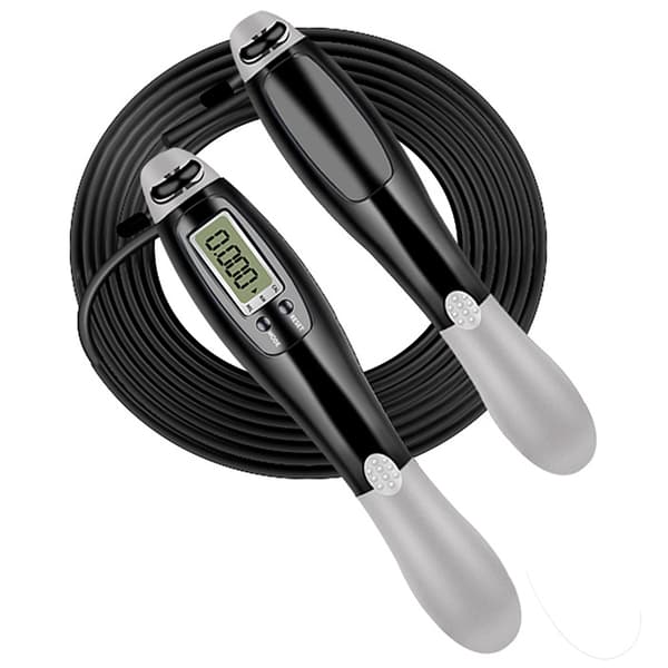 Smart hoppetau med justerbar teller, stålkabel og trådløs for trening.