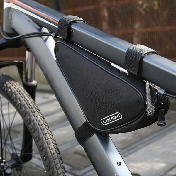 1,5L Triangulär Cykelväska med Ensidig Dragkedja och Svart Självhäftande Tejp