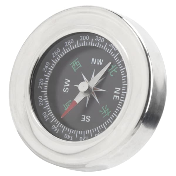 Bärbar 60 mm minikompass i rostfritt stål för camping, vandring, vit, silver