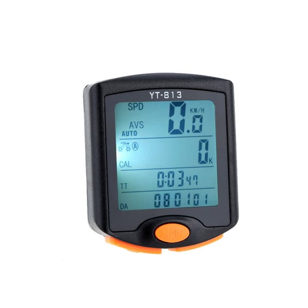 Trådløs cykelcomputer med kilometertæller, speedometer, stopur, termometer, natlys og regntæt