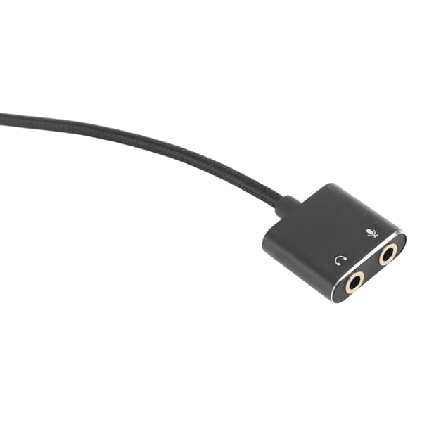 USB Plug and Play lydadapter, sort aluminium, USB til 3,5 mm lydkort, stationær bærbar computer