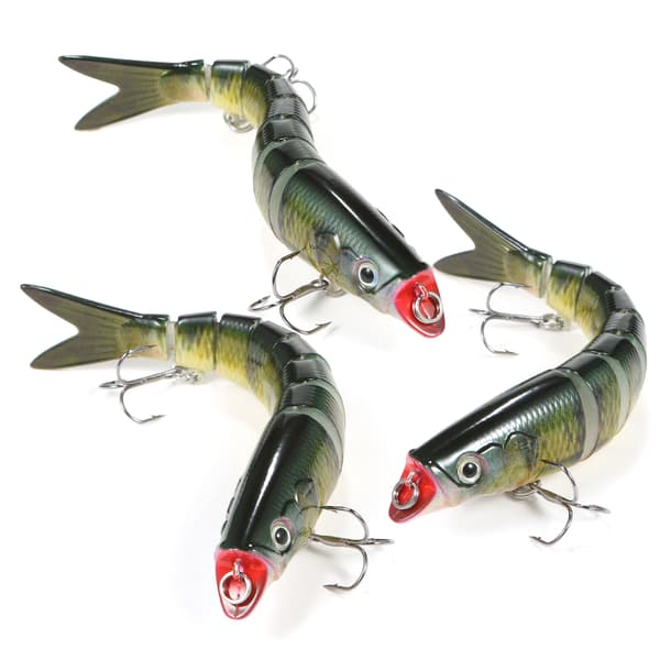 TARUOR 140mm 8-segment konstgjort fiskedrag, sjunkande drag, simmande drag med 2 trekrokar