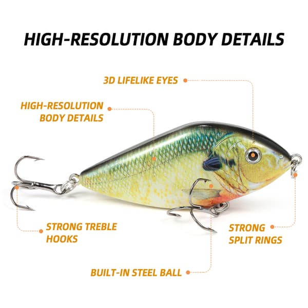 TARUOR 70mm 14,5g synkende agn Crankbait med diskantkroge