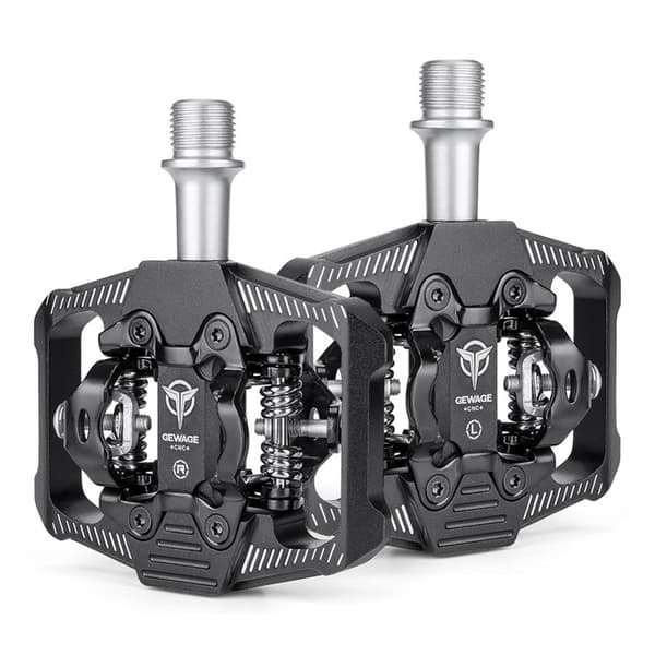 Dobbeltklips MTB-pedaler med klamper kompatible med SPD-system til mountainbikes