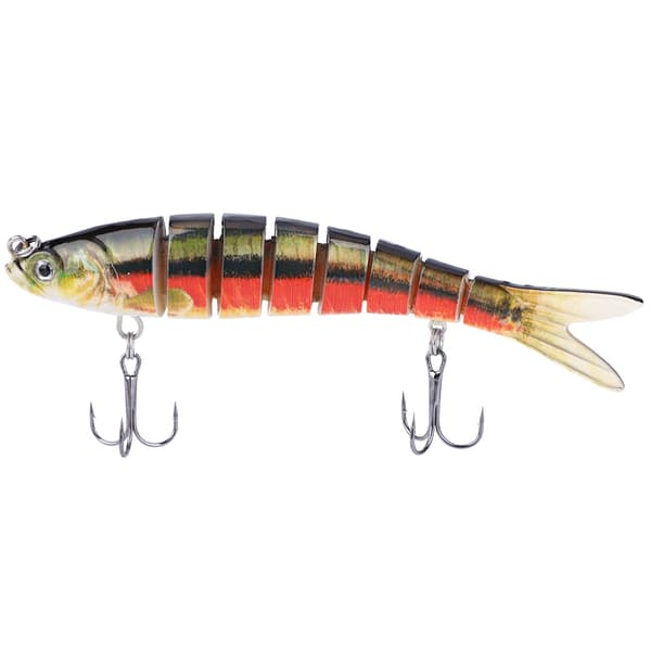 Styv plastfiskedrag 13,7 cm 8 sektioner sjunkande wobbler med krokar för bas JM034-4