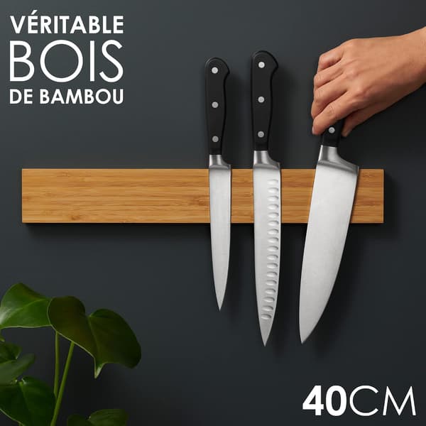 Magnetisk knivlist - Bambu, 40 cm - Magnetisk list, perfekt för köket, gör det möjligt att förvara knivar.