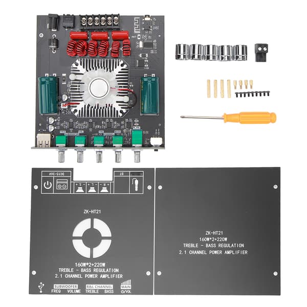 Bluetooth 2.1-kanals effektförstärkarkort TDA7498E Bas- och diskantkontroll 160Wx2+220W