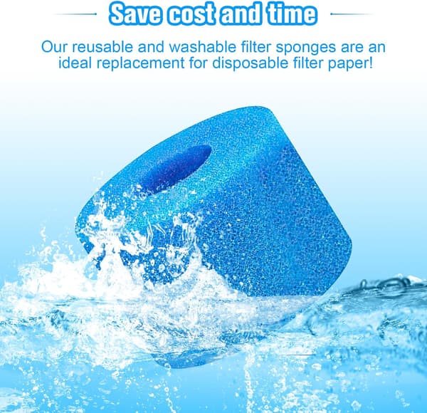 Sæt med 4 skumfiltre til spa, genanvendelige og vaskbare, til spa og swimmingpools, 10,8 x 7,3 cm