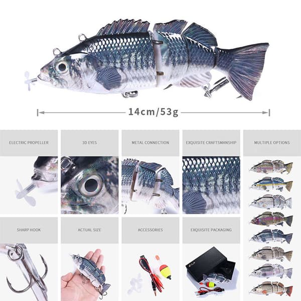 USB elektriskt fiskedrag med realistisk simrörelse, hållbart ABS-material, 14 cm 54 g
