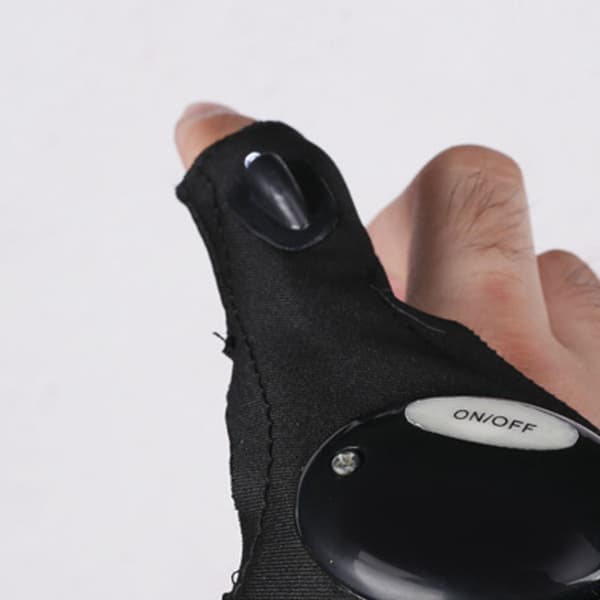 LED-fingerløse handsker med lommelygte, holdbar polyester, til natfiskeri og camping