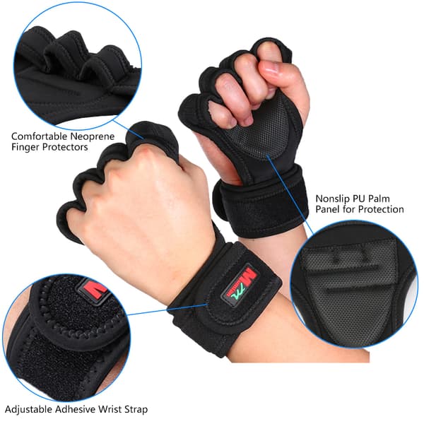 Tyngdlyftshandskar med handledsstöd för bodybuilding, styrkelyft, unisex-träning