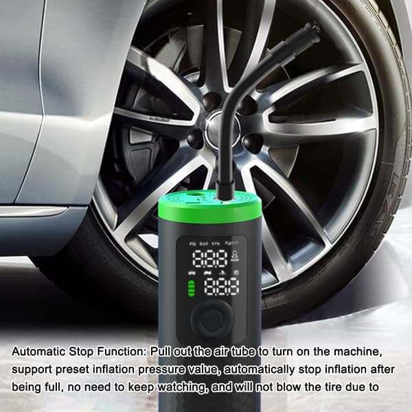 Trådløs luftpumpe 150PSI bærbar kompressor dekkoppblåser med LED-lys oppladbart batteri 4000mAh