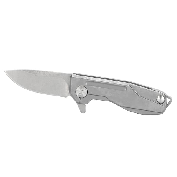 Mini foldekniv lavet af titaniumlegering med D2-klinge, nøglering og grå kæde
