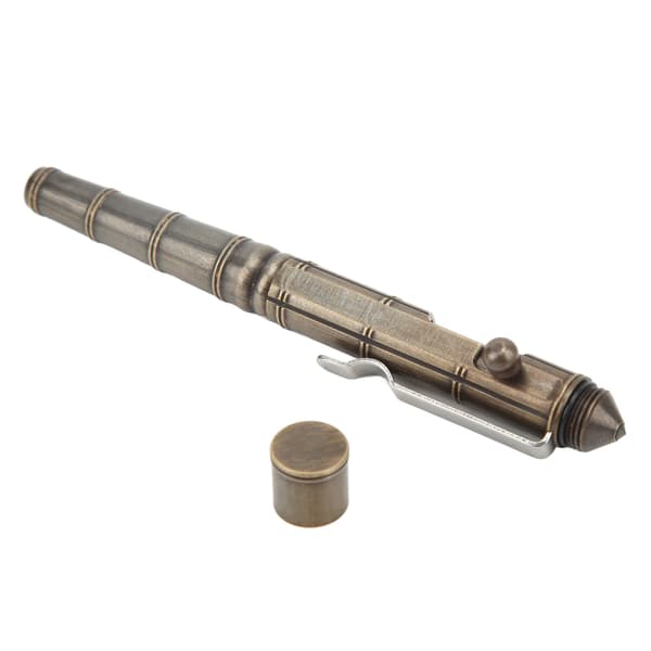 Lommeblyant i solid messing med skruemekanisme og retro svart signaturklips