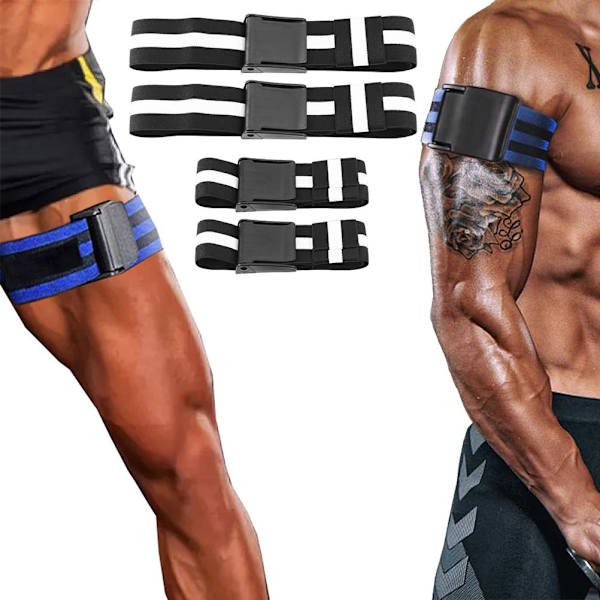2-pack elastiska muskelträningsband med blodflödesrestriktion för armar och ben