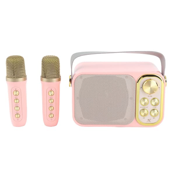 Bärbar Bluetooth Karaoke-maskin med 2 mikrofoner för hem- och utomhusfester