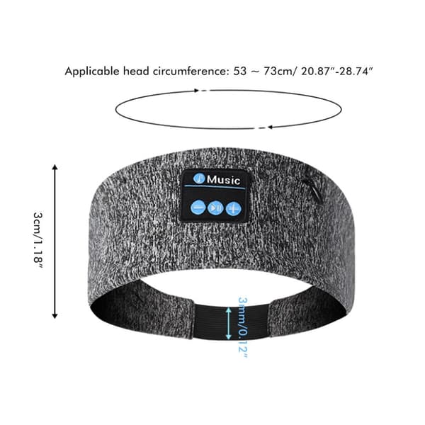 Bluetooth 5.0 hodetelefoner med elastisk pannebånd for sport, løping, yoga og søvn, med mikrofon.