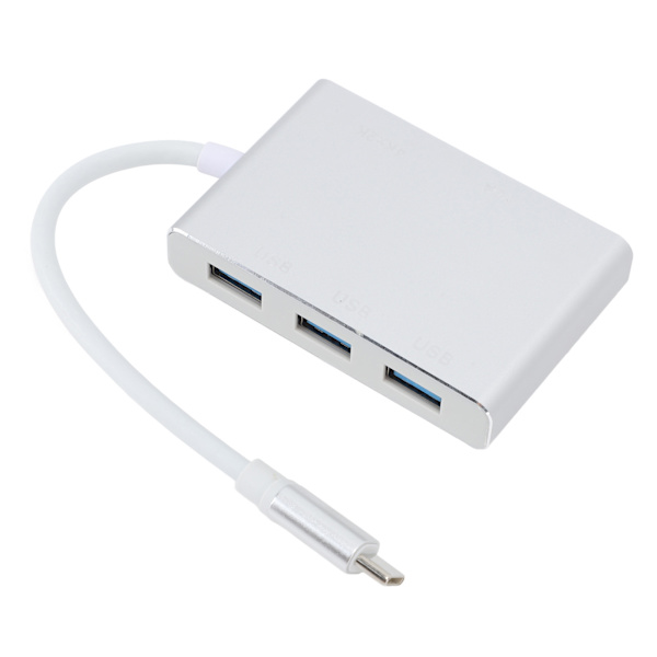 5-i-1 USB-C Hub med USB 3.0, VGA, HD Multimedia Interface til bærbar computer, computer og mobiltelefon - Sølv