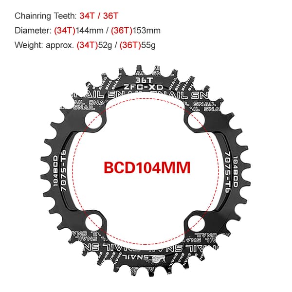 MTB Cykellageruppsättning 170 mm 104BCD Aluminiumlegering för 8-12 växlar