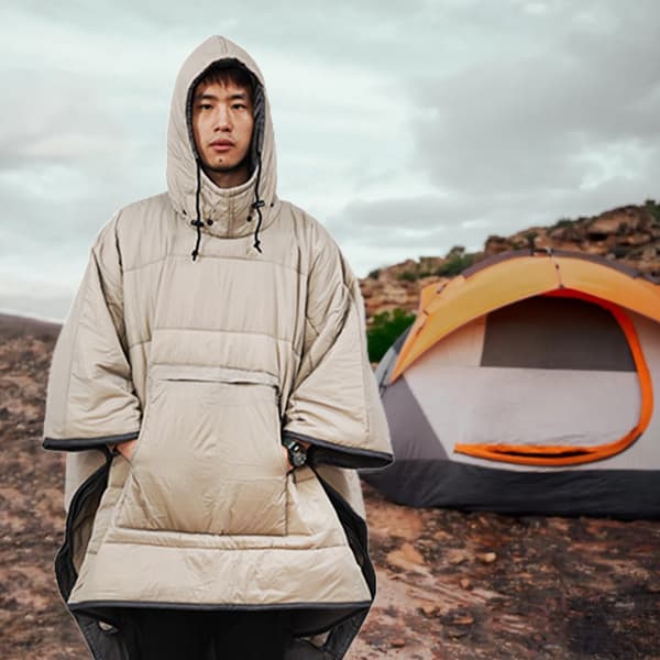 Vintersoveposebetræk Varmt bærbart poncho til udendørs camping